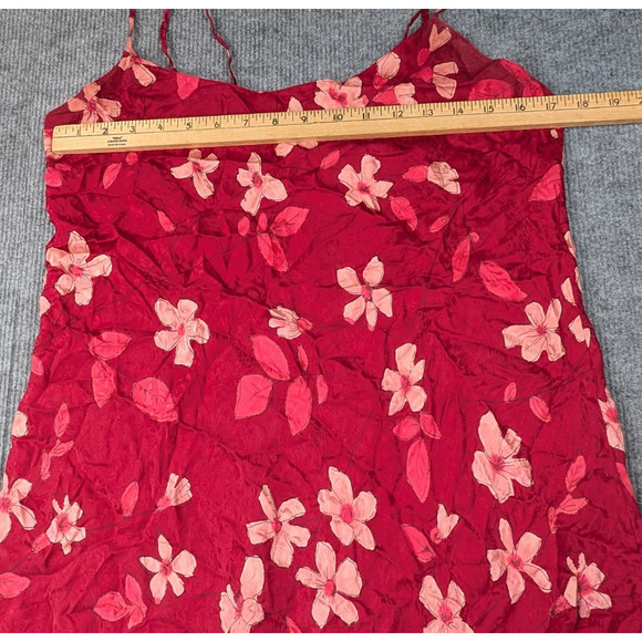 August Silk Slip Dress Womens Large Floral High Slit Romantic Feminine - Picture 3 of 7